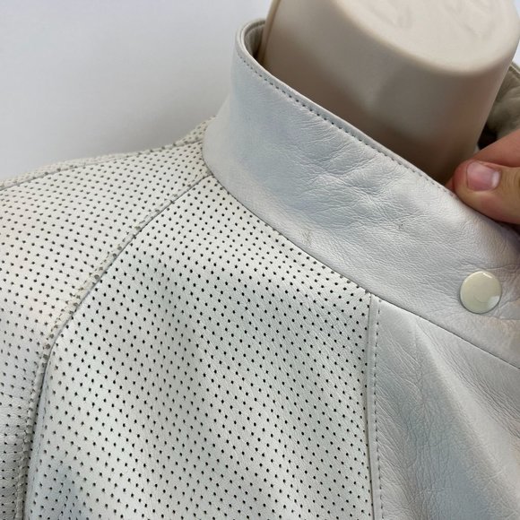 VTG Giovinezza Moda Rocco D'Amelio White Moto Leather Snap Jacket Women's L - Picture 6 of 10